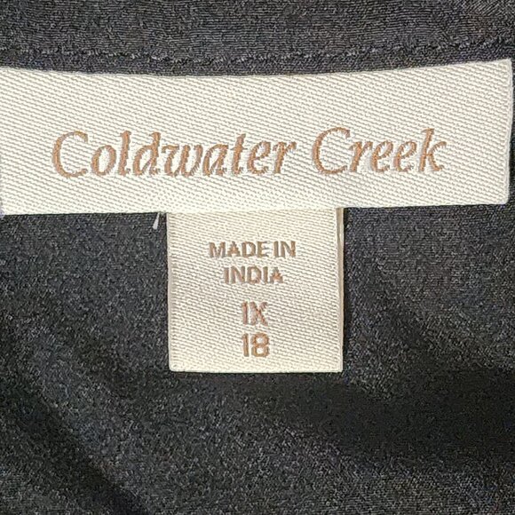 Coldwater Creek Black White Blue Slevless V Notch Native Print Poly Top Sz 1X 18 - Picture 14 of 16
